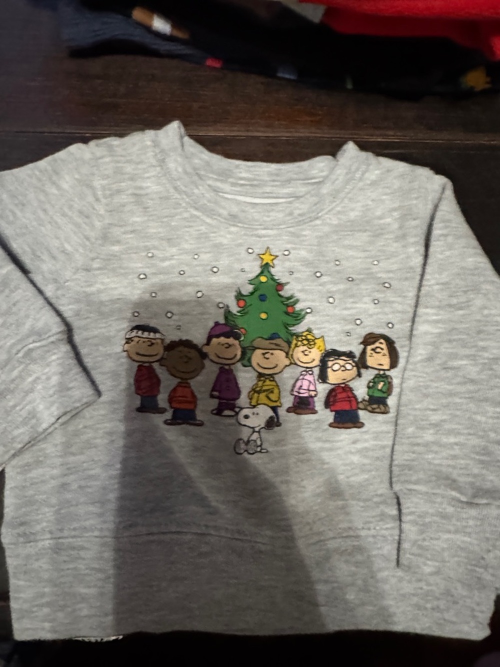Peanuts Kids Light Gray Sweatshirt with Snoopy & Friends Holiday Art